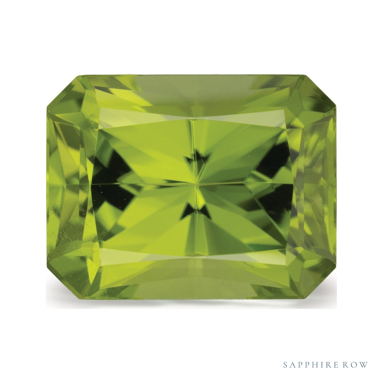 3.84 ct natural green peridot from China, radiant cut | Sapphire Row · cut7