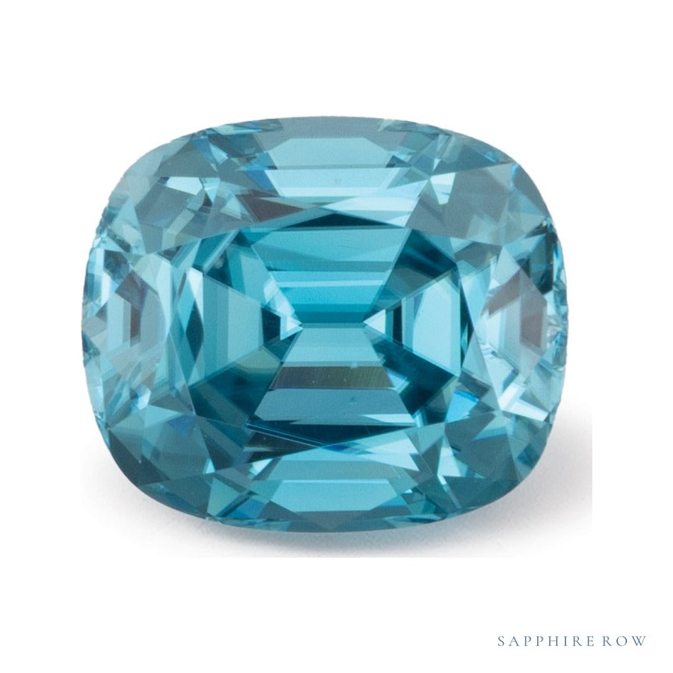 3.68 ct natural blue zircon from Cambodia, antique cushion cut | Sapphire Row · cut7