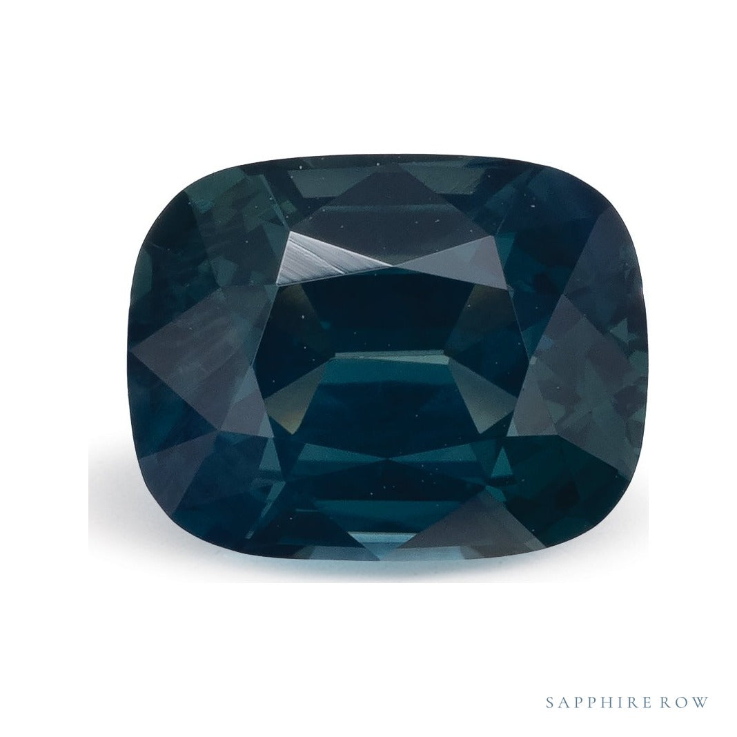 3.63 ct natural teal sapphire from Sri Lanka, antique cushion cut | Sapphire Row · cut7