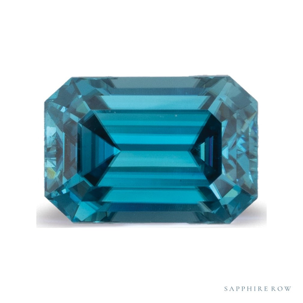 3.62 ct natural blue zircon from Cambodia, emerald cut | Sapphire Row · cut6