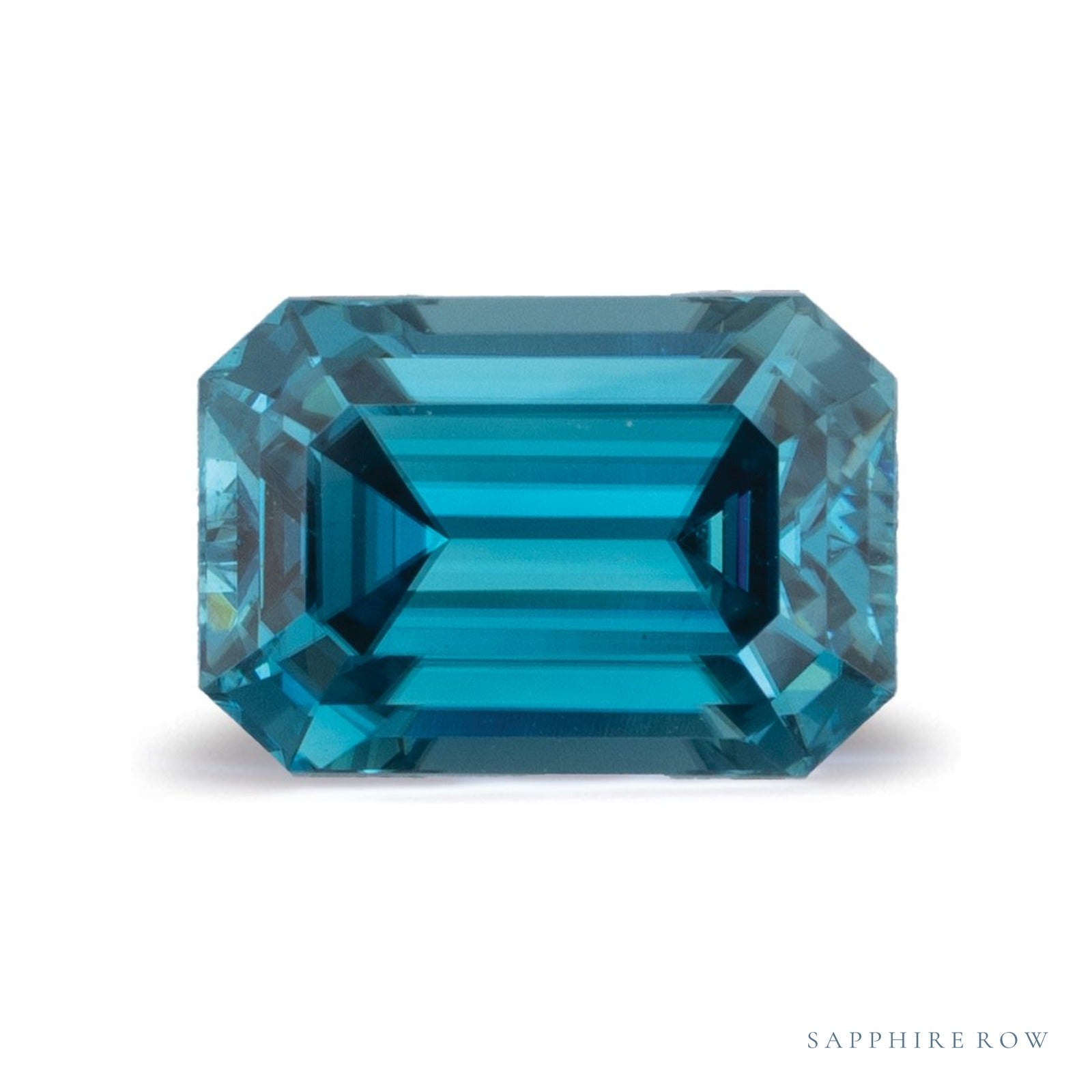 3.62 ct natural blue zircon from Cambodia, emerald cut | Sapphire Row · cut4