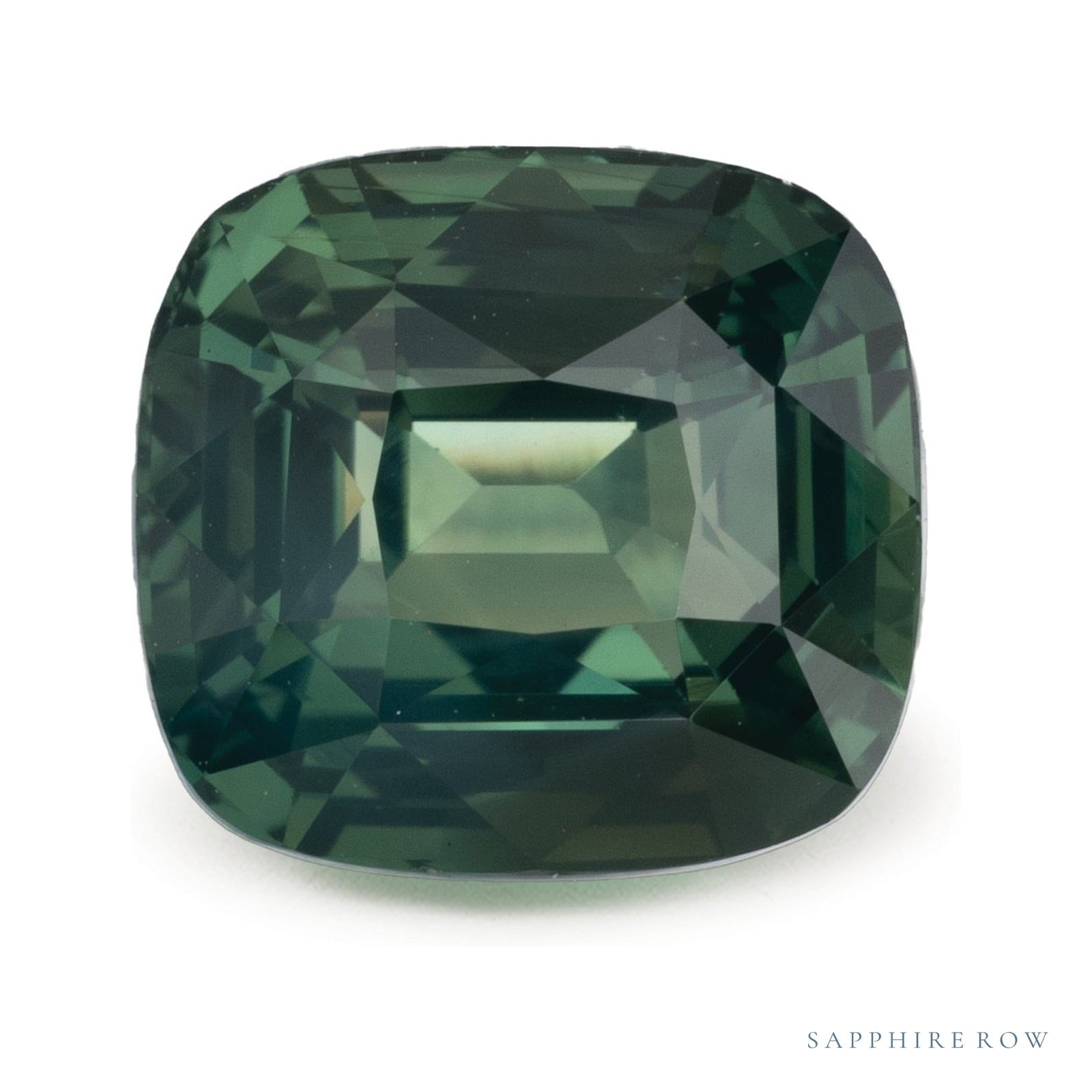 3.54 ct natural green sapphire from Madagascar, antique cushion cut | Sapphire Row · cut4