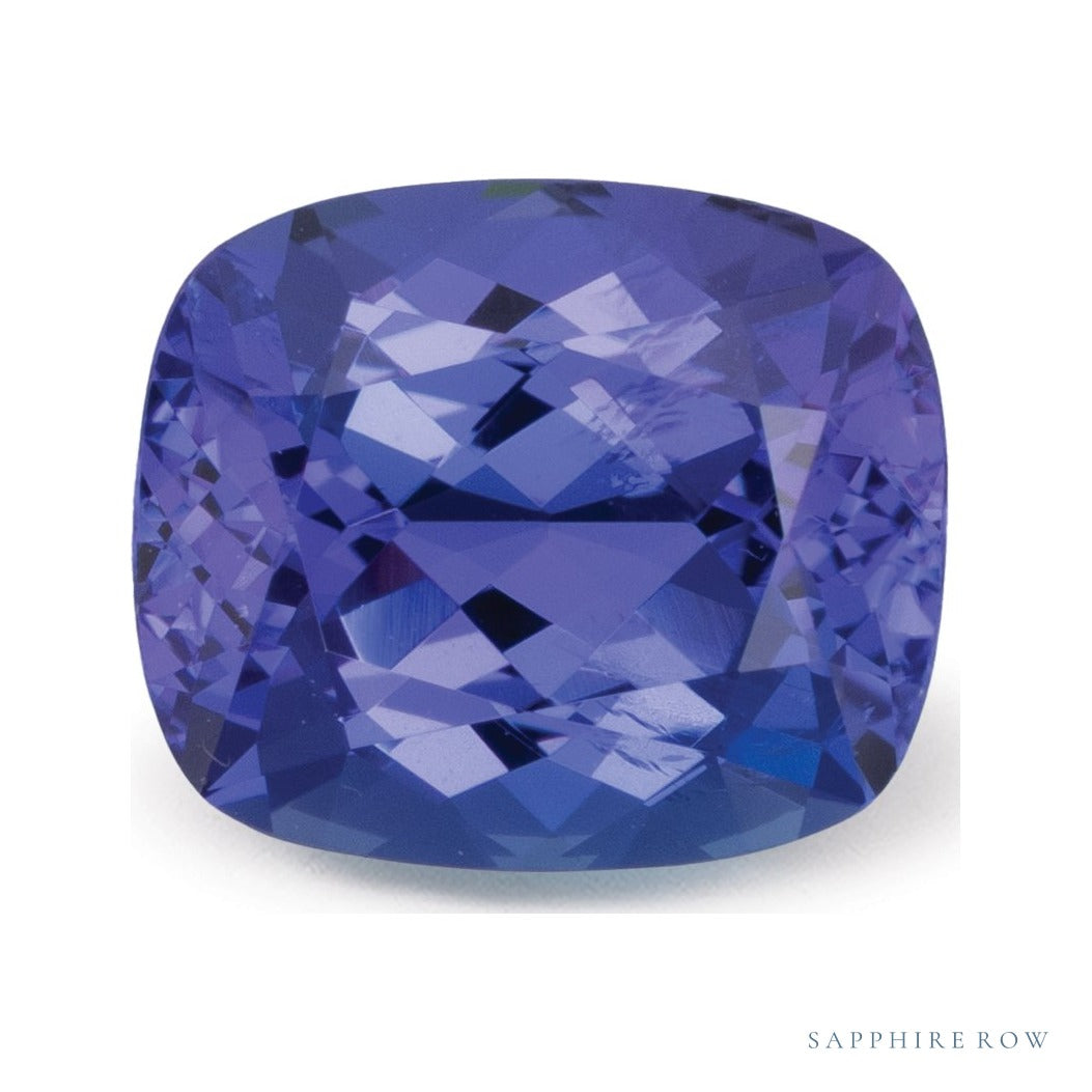 3.50 ct natural blue tanzanite from Tanzania, antique cushion cut | Sapphire Row · cut7