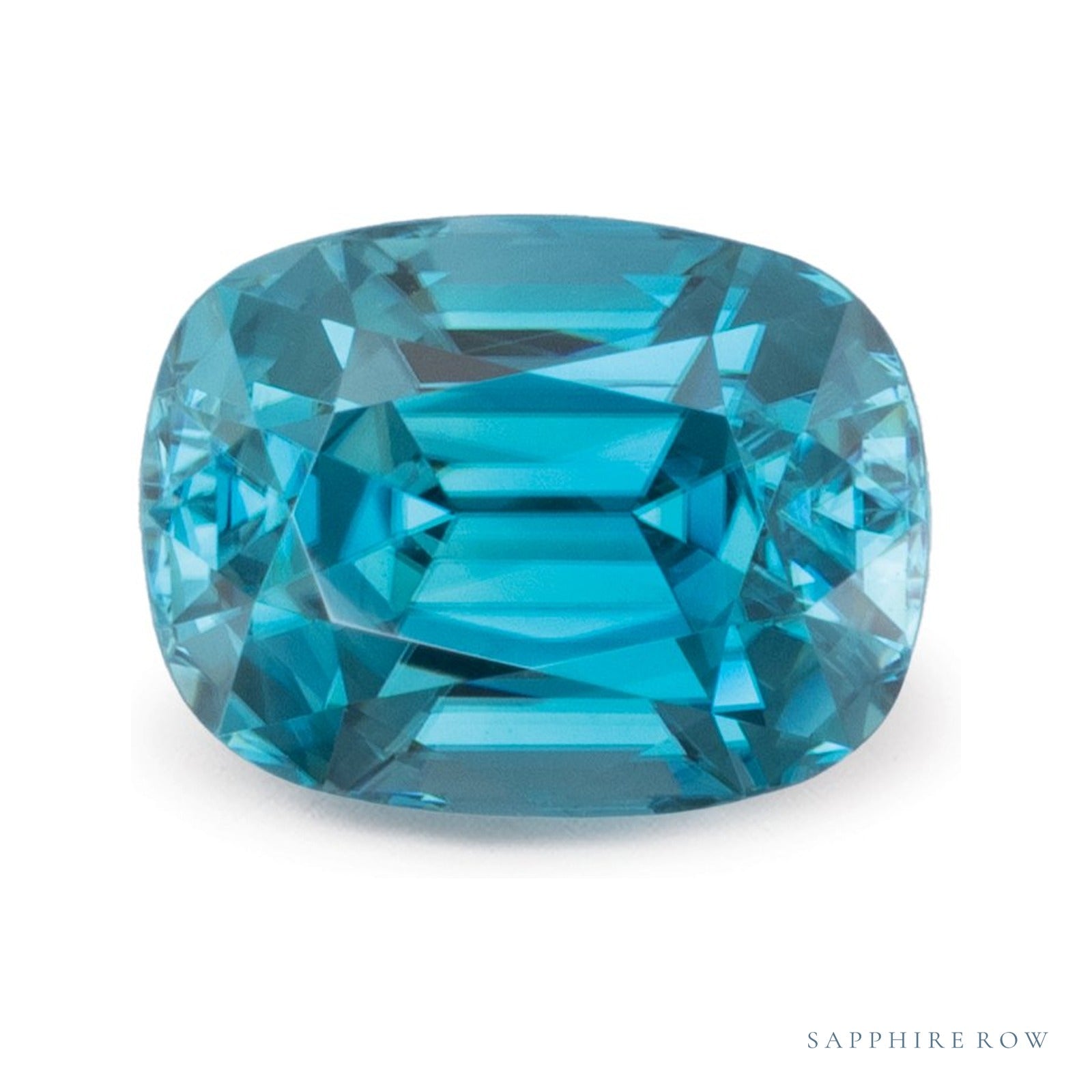 3.42 ct natural blue zircon from Cambodia, antique cushion cut | Sapphire Row · cut4
