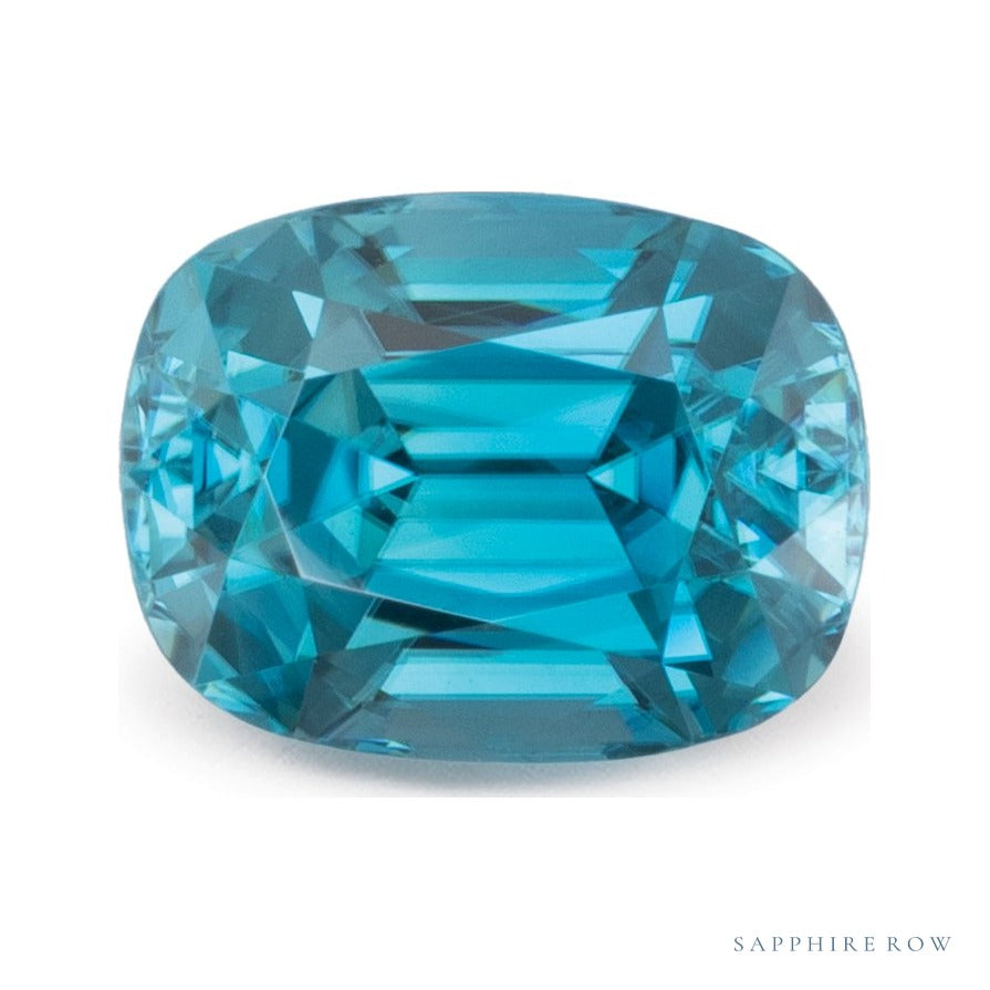 3.42 ct natural blue zircon from Cambodia, antique cushion cut | Sapphire Row · cut7