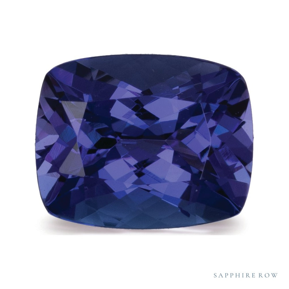 3.40 ct natural blue tanzanite from Tanzania, antique cushion cut | Sapphire Row · cut6