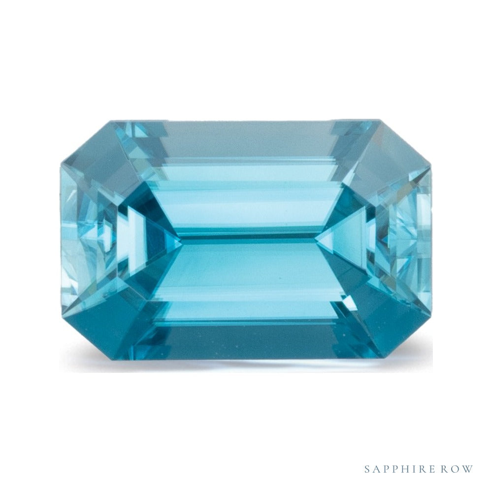 3.26 ct natural blue zircon from Cambodia, emerald cut | Sapphire Row · cut6