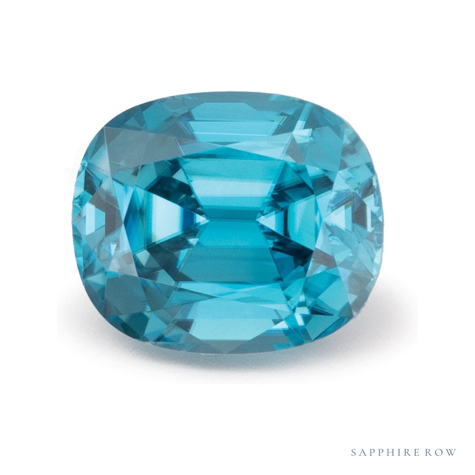 3.27 ct natural blue zircon from Cambodia, antique cushion cut | Sapphire Row · cut4