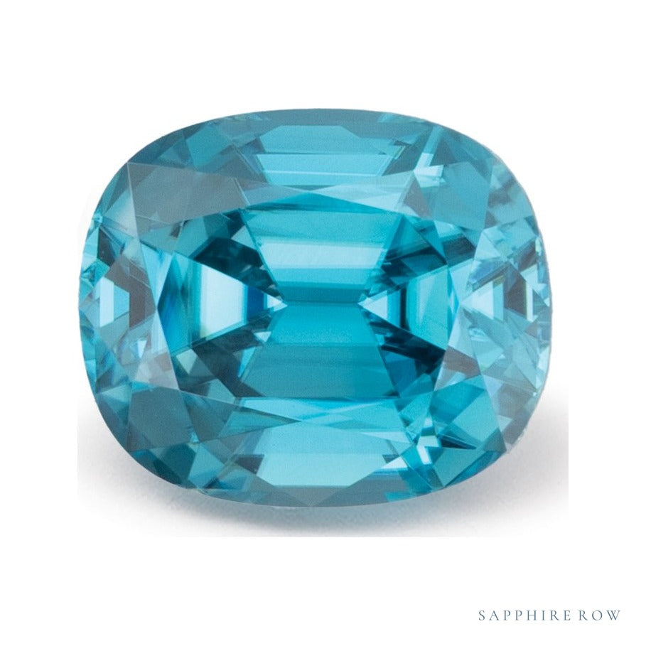 3.27 ct natural blue zircon from Cambodia, antique cushion cut | Sapphire Row · cut6