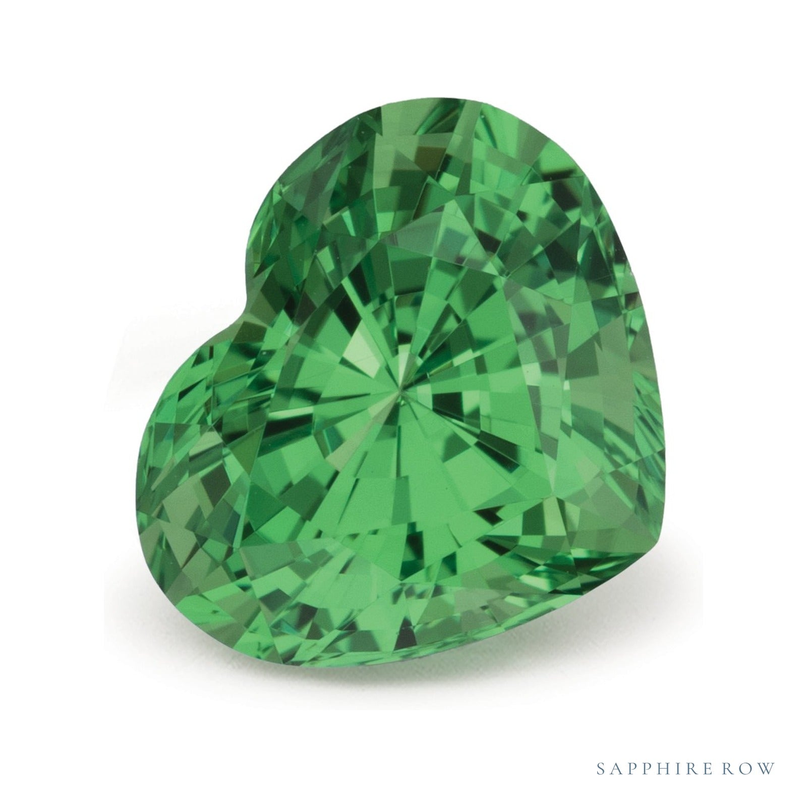 3.18 ct natural green tsavorite garnet from Tanzania, heart cut | Sapphire Row · cut4