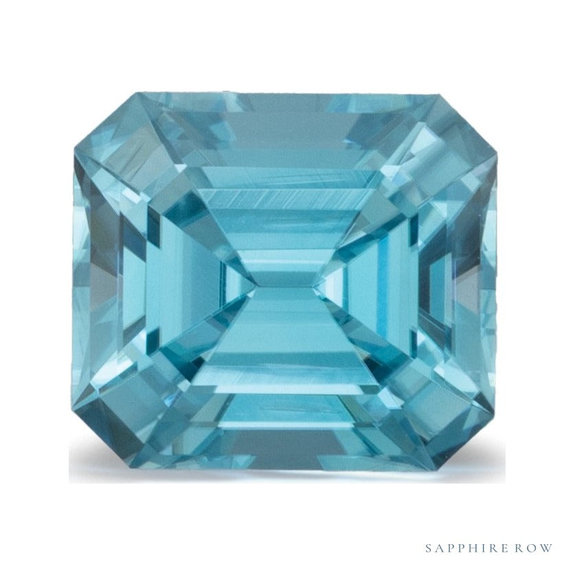 3.17 ct natural blue zircon from Cambodia, emerald cut | Sapphire Row · cut6