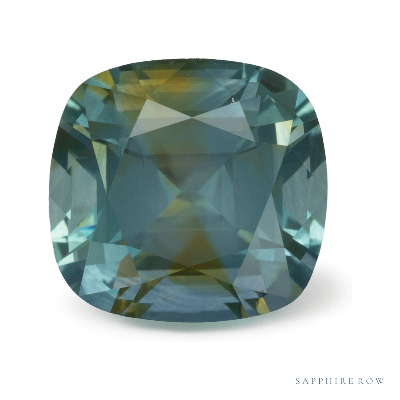 3.12 ct natural teal sapphire from United States, antique cushion cut | Sapphire Row · cut4