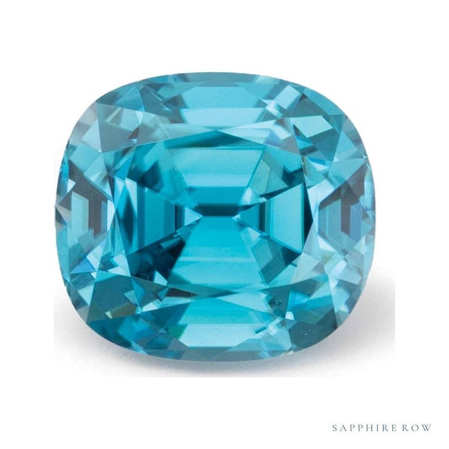 3.07 ct natural blue zircon from Cambodia, antique cushion cut | Sapphire Row · cut6