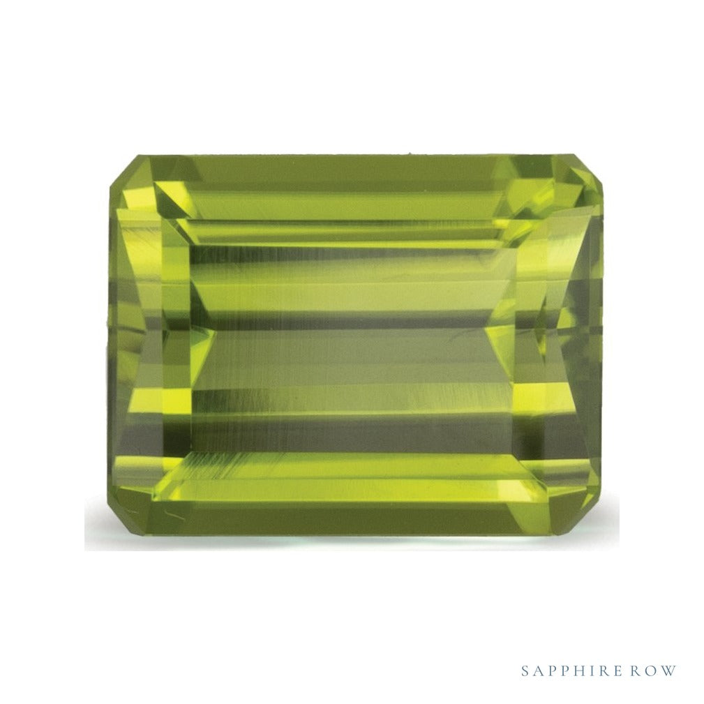 3.05 ct natural green peridot from Norway, emerald cut | Sapphire Row · cut6