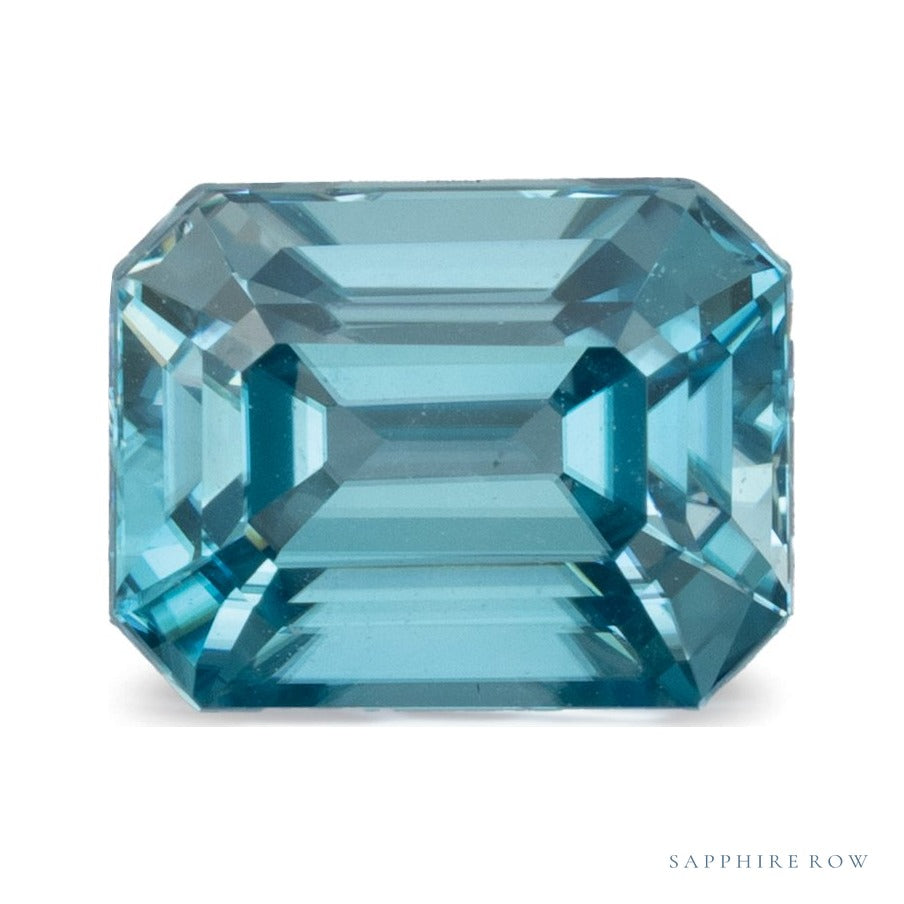2.99 ct natural blue zircon from Cambodia, emerald cut | Sapphire Row · cut7