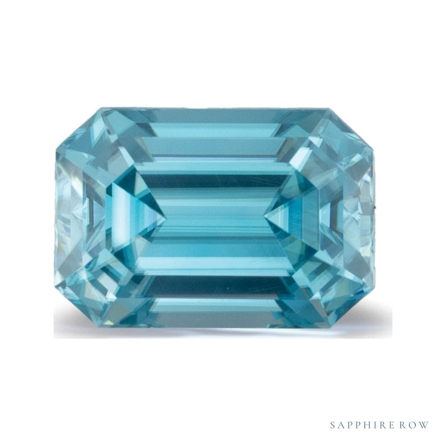 2.78 ct natural blue zircon from Cambodia, emerald cut | Sapphire Row · cut7