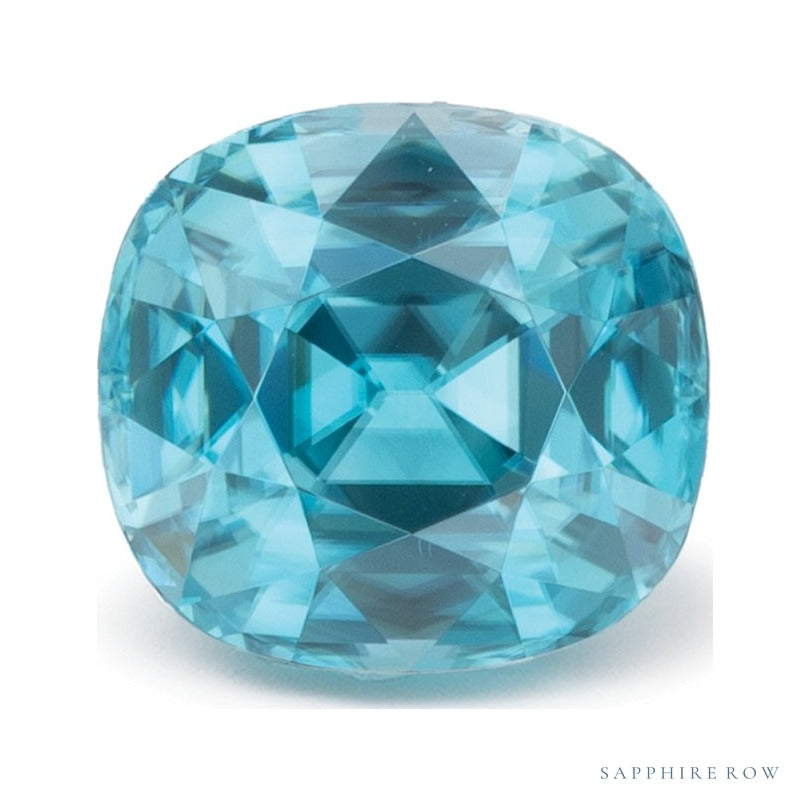 2.76 ct natural blue zircon from Cambodia, antique cushion cut | Sapphire Row · cut6
