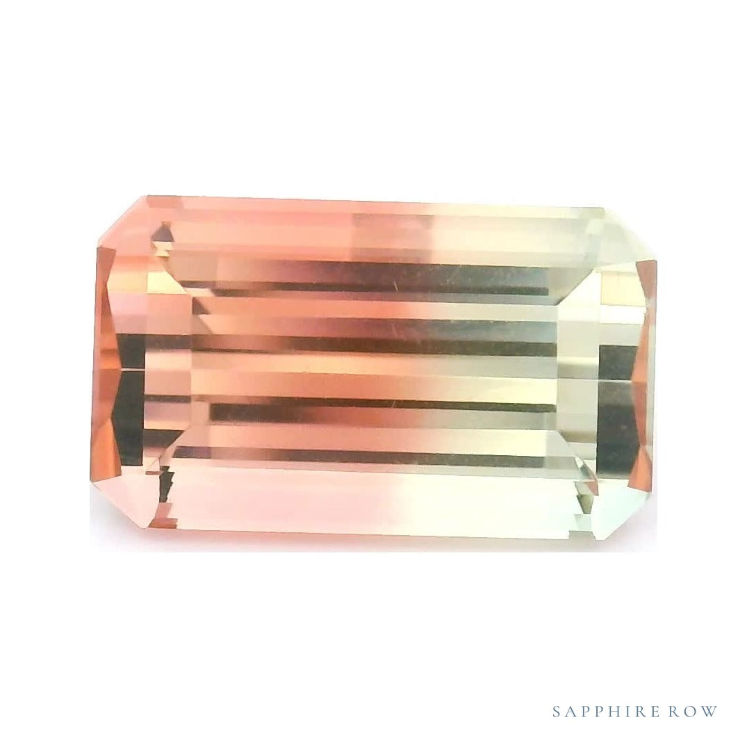 2.75 ct natural bicolor tourmaline from Namibia, emerald cut | Sapphire Row · cut7