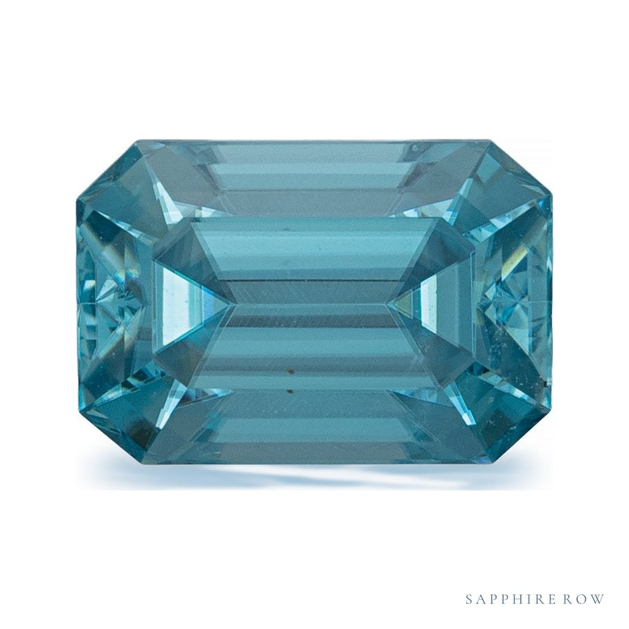 2.64 ct natural blue zircon from Cambodia, emerald cut | Sapphire Row · cut6