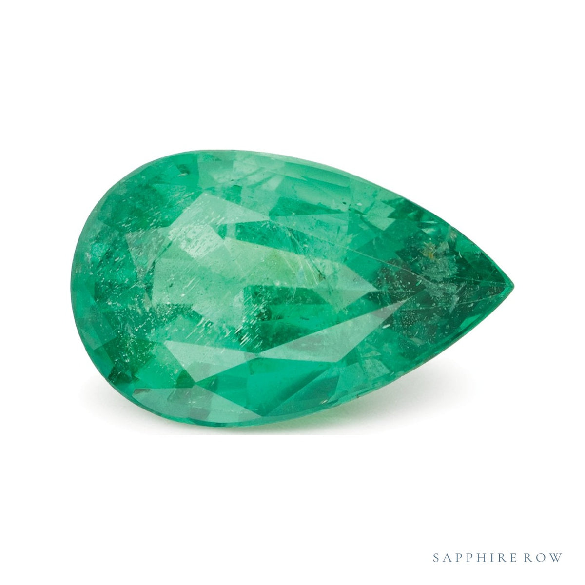 2.61 ct natural green emerald from Zambia, pear cut | Sapphire Row · cut7