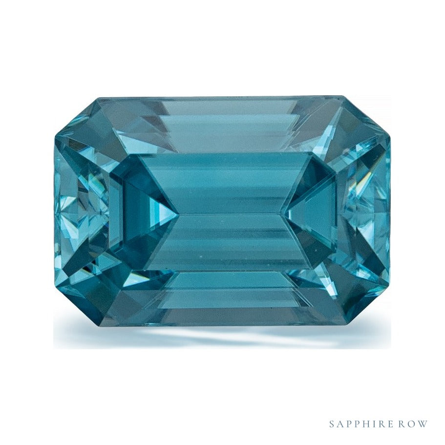 2.58 ct natural blue zircon from Cambodia, emerald cut | Sapphire Row · cut6