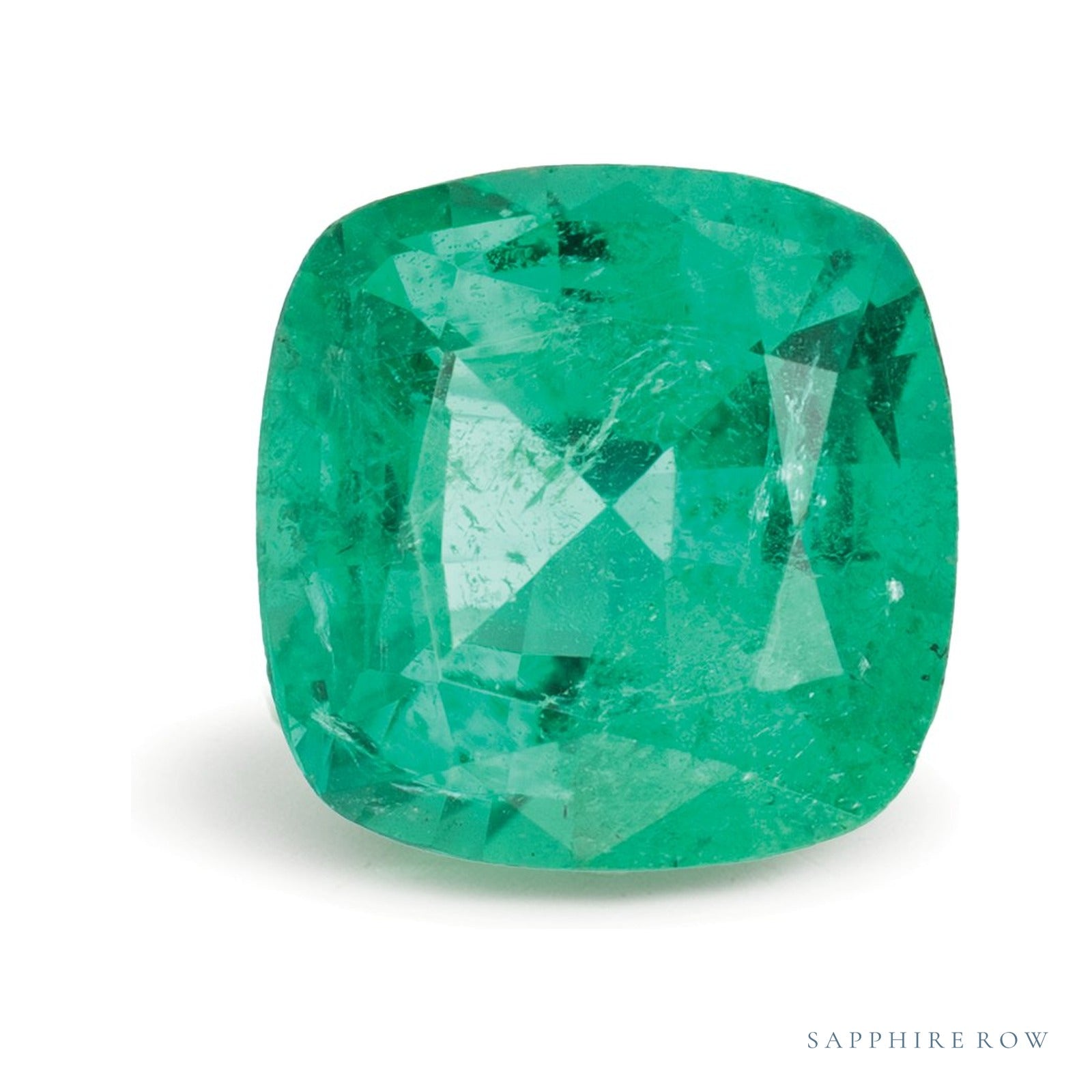 2.51 ct natural green emerald from Zambia, cushion cut | Sapphire Row · cut4