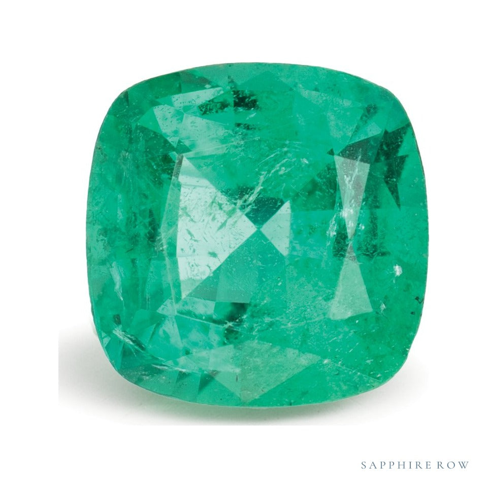 2.51 ct natural green emerald from Zambia, cushion cut | Sapphire Row · cut6