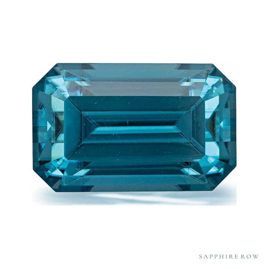 2.43 ct natural blue zircon from Cambodia, emerald cut | Sapphire Row · cut6