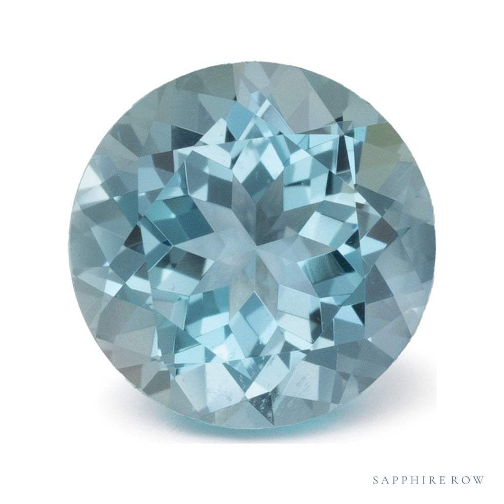 2.40 ct natural blue aquamarine from Mozambique, round cut | Sapphire Row · cut7