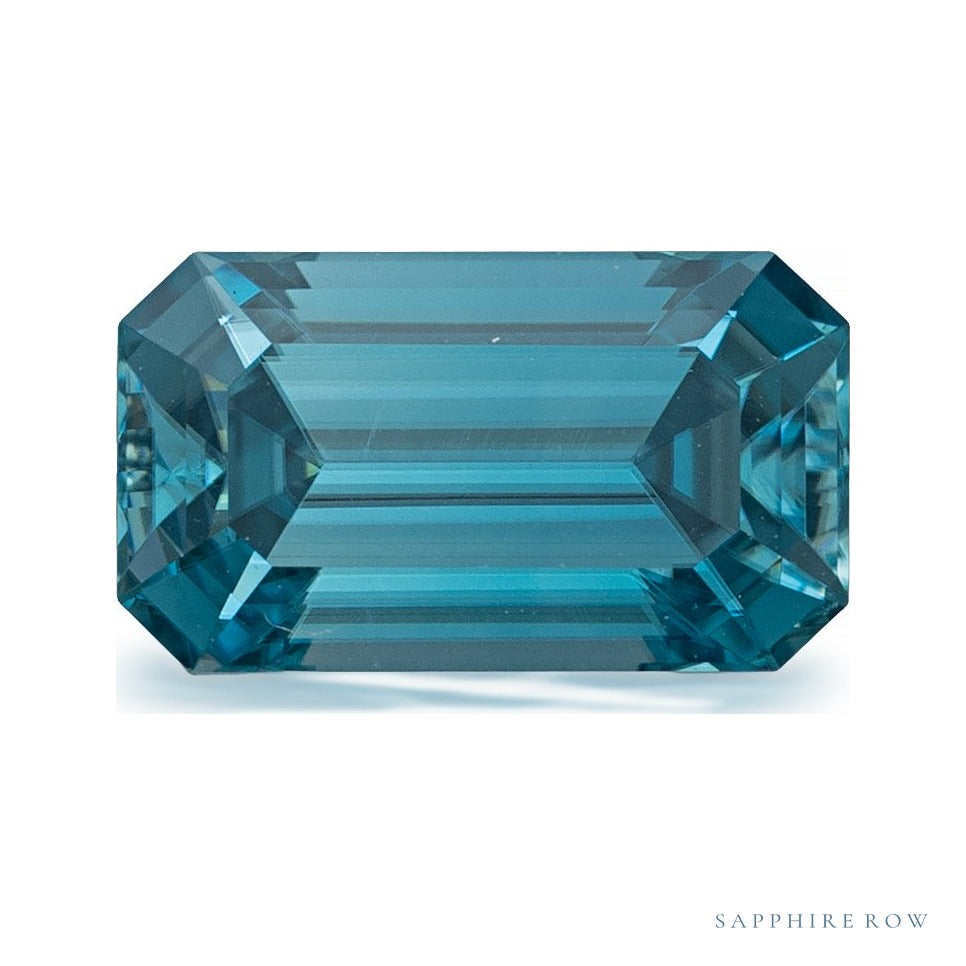 2.29 ct natural blue zircon from Cambodia, emerald cut | Sapphire Row · cut6