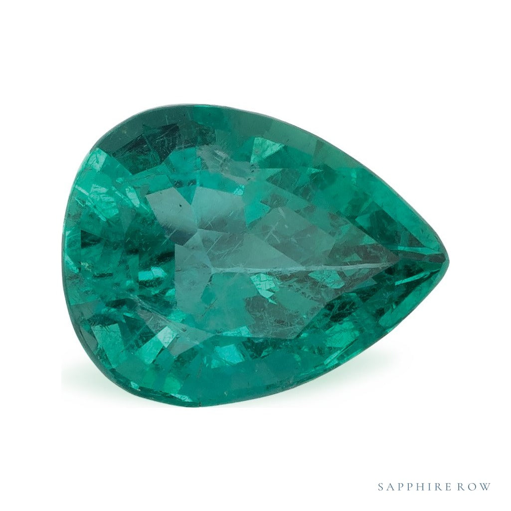 2.18 ct natural green emerald from Zambia, pear cut | Sapphire Row · cut7