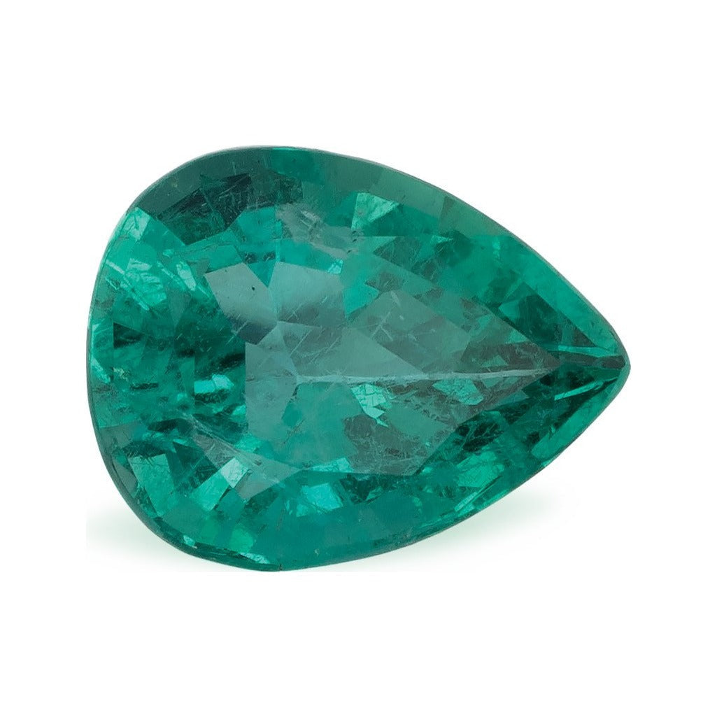 2.18 ct natural green emerald from Zambia, pear cut | Sapphire Row · cut7