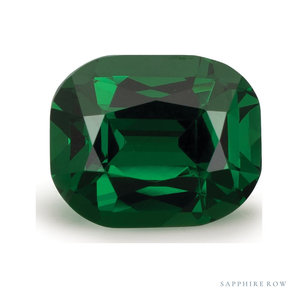 2.18 ct natural green tsavorite garnet from Tanzania, antique cushion cut | Sapphire Row · cut6