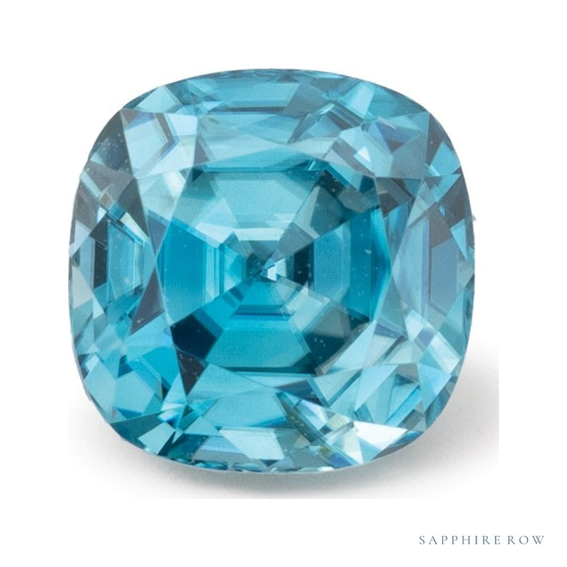 2.14 ct natural blue zircon from Cambodia, cushion cut | Sapphire Row · cut6