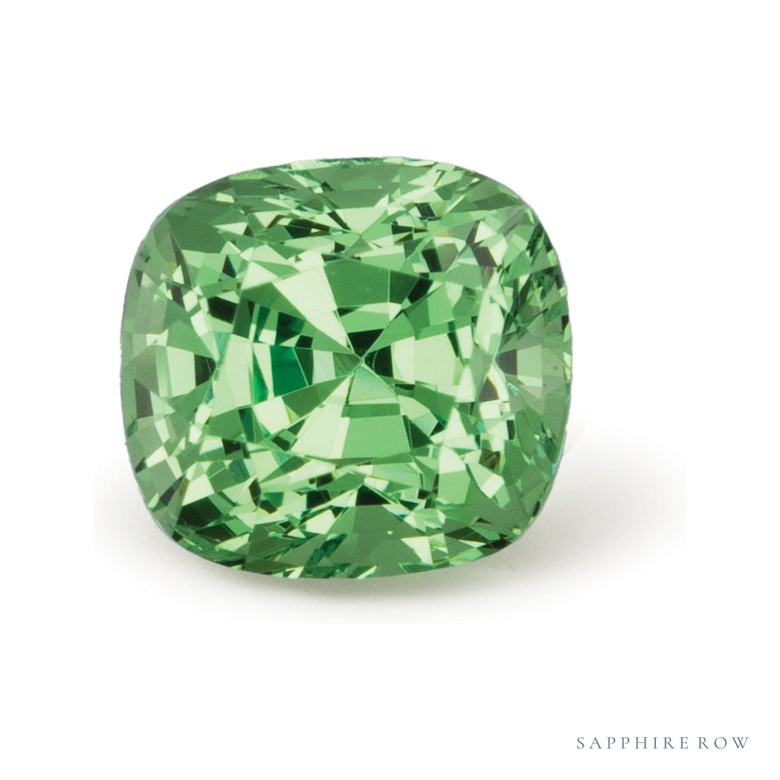 2.09 ct natural green tsavorite garnet from Tanzania, antique cushion cut | Sapphire Row · cut4