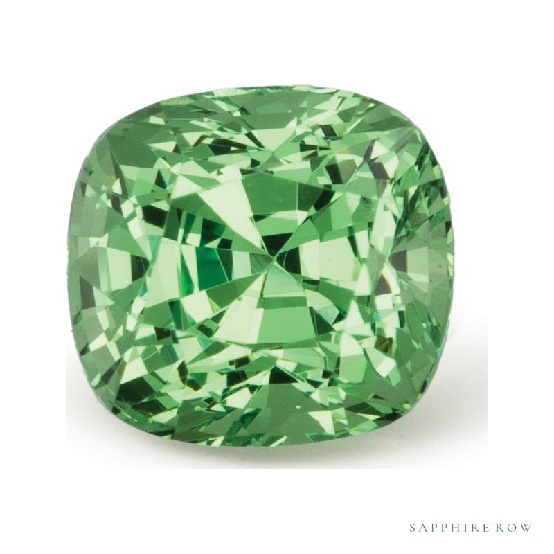 2.09 ct natural green tsavorite garnet from Tanzania, antique cushion cut | Sapphire Row · cut6