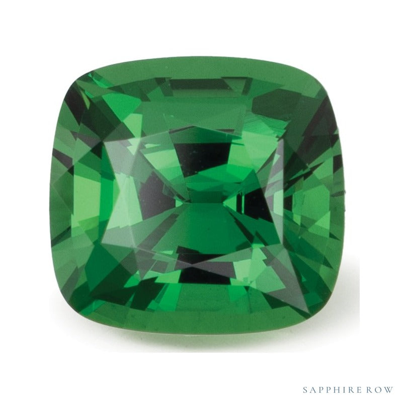 2.03 ct natural green tsavorite garnet from Tanzania, cushion cut | Sapphire Row · cut7