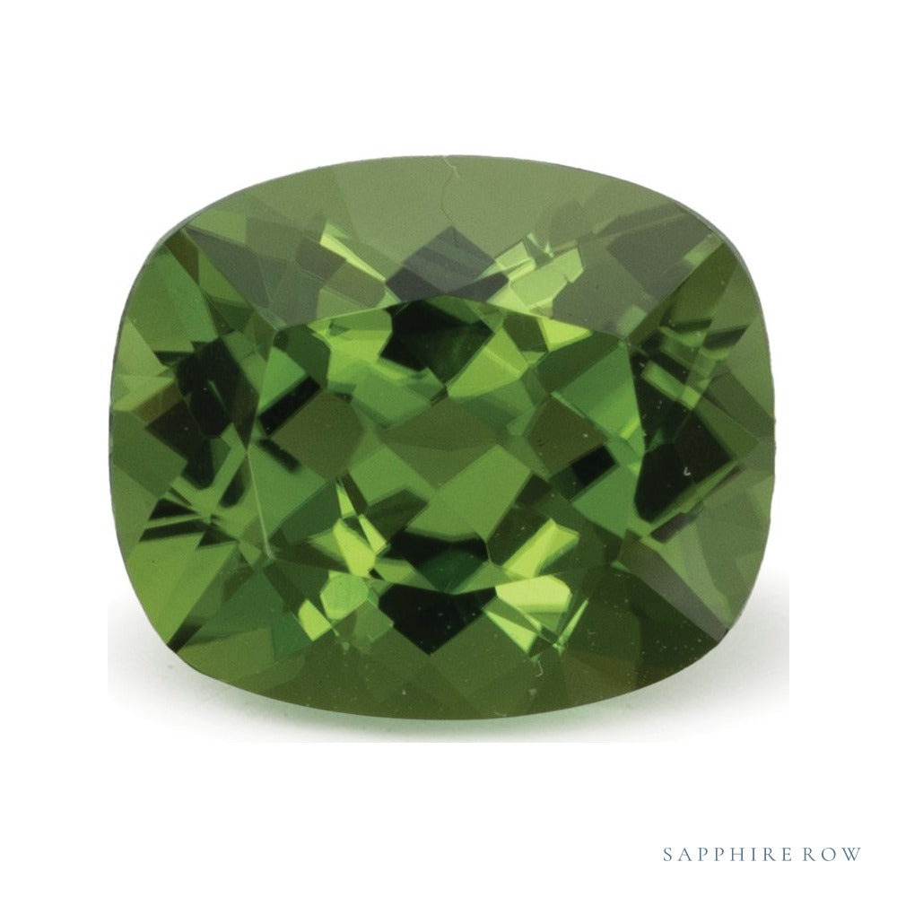 2.01 ct natural green tourmaline from Tanzania, antique cushion cut | Sapphire Row · cut4 · cut5