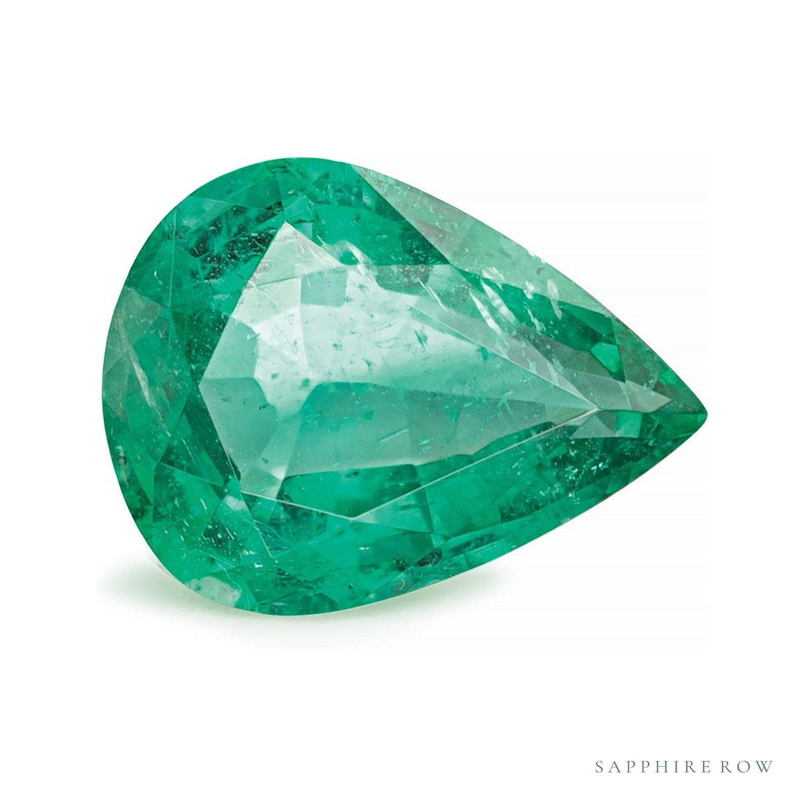 1.99 ct natural green emerald from Zambia, pear cut | Sapphire Row · cut4