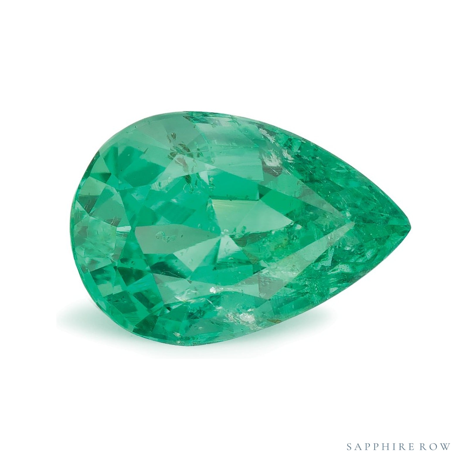 1.89 ct natural green emerald from Zambia, pear cut | Sapphire Row · cut4