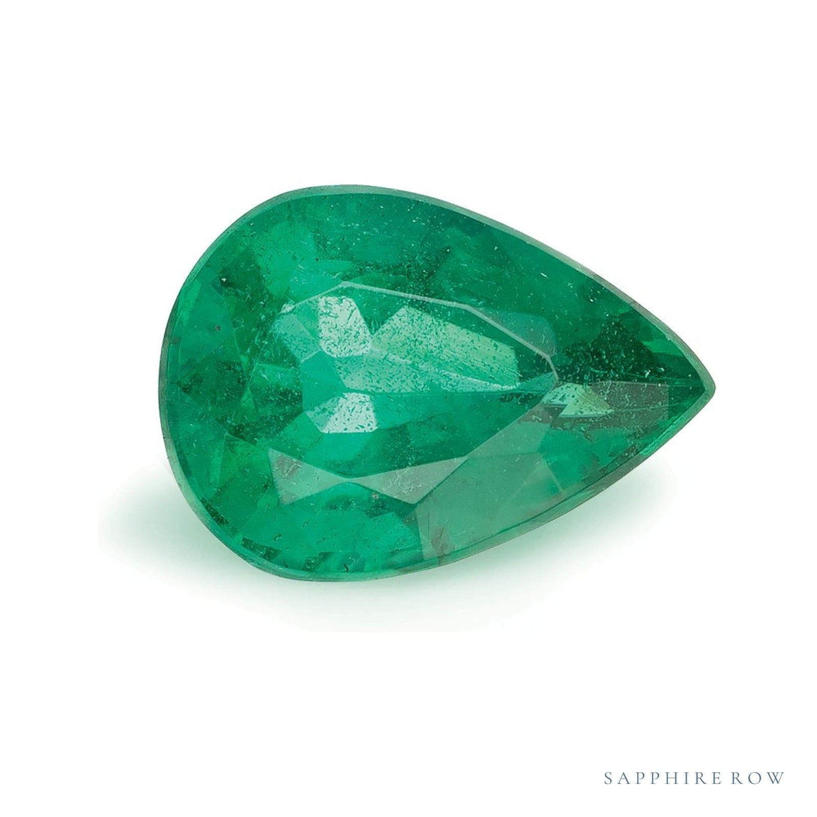1.66 ct natural green emerald from Zambia, pear cut | Sapphire Row · cut4
