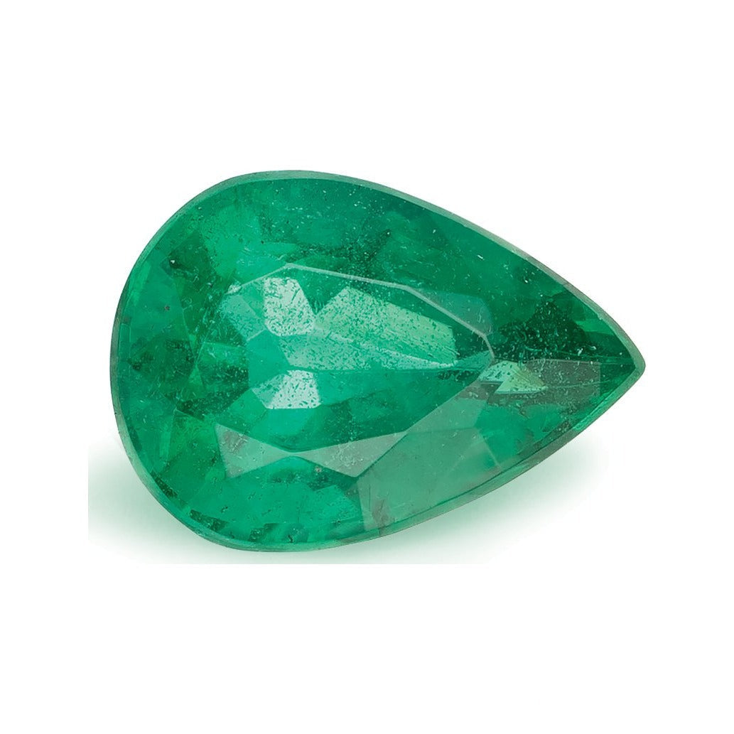 1.66 ct natural green emerald from Zambia, pear cut | Sapphire Row · cut7