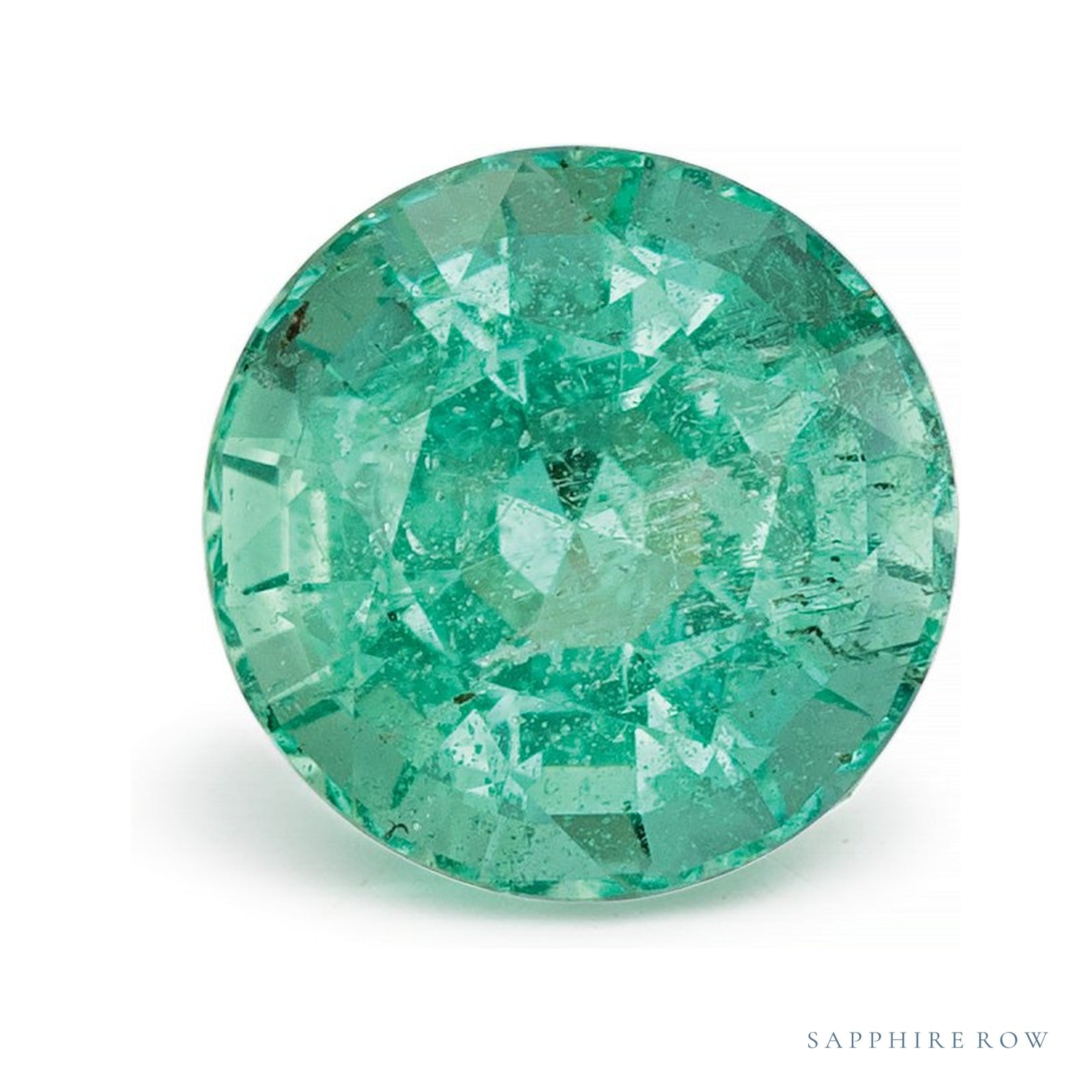 1.64 ct natural green emerald from Zambia, round cut | Sapphire Row · cut4