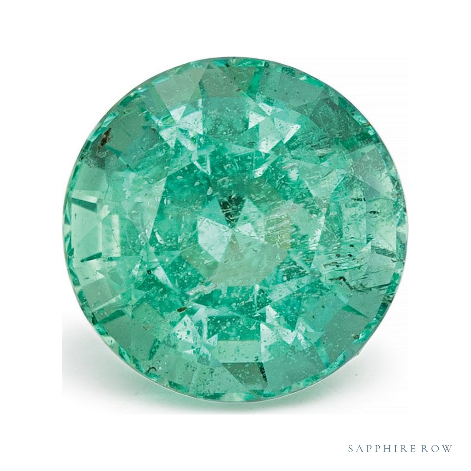 1.64 ct natural green emerald from Zambia, round cut | Sapphire Row · cut4