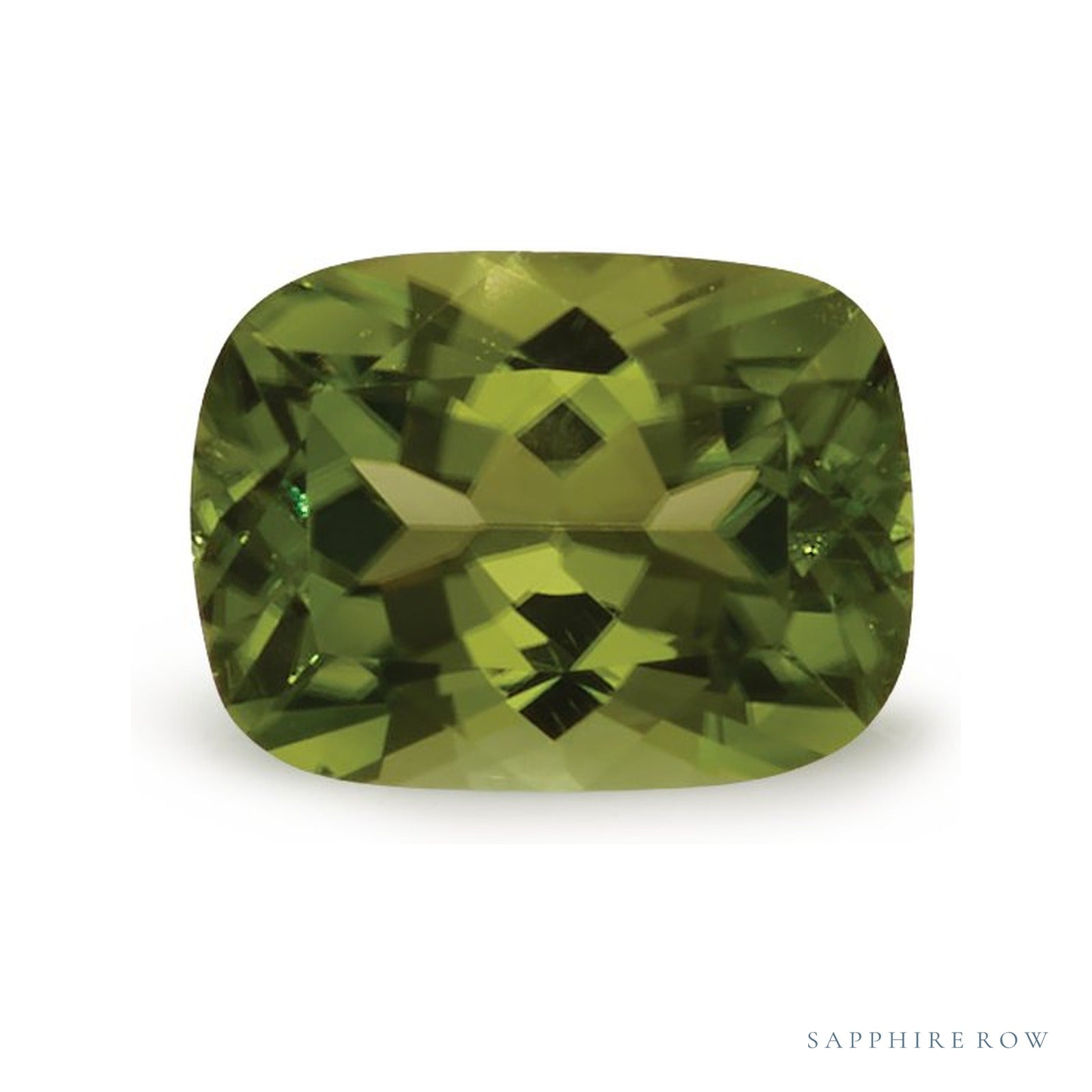 1.63 ct natural green peridot from Pakistan, antique cushion cut | Sapphire Row · cut4