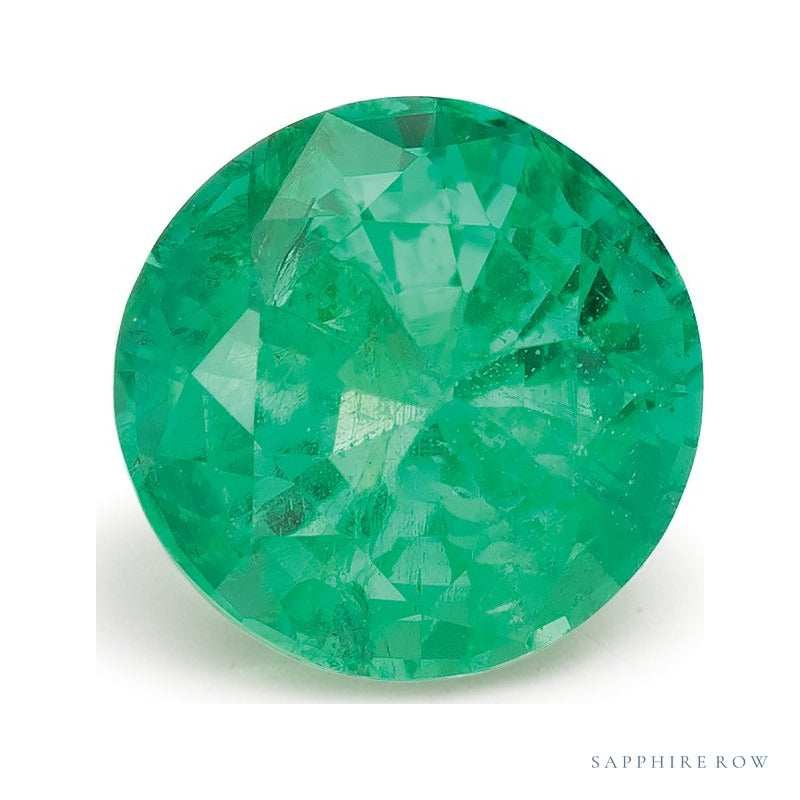 1.54 ct natural green emerald from Zambia, round cut | Sapphire Row · cut7