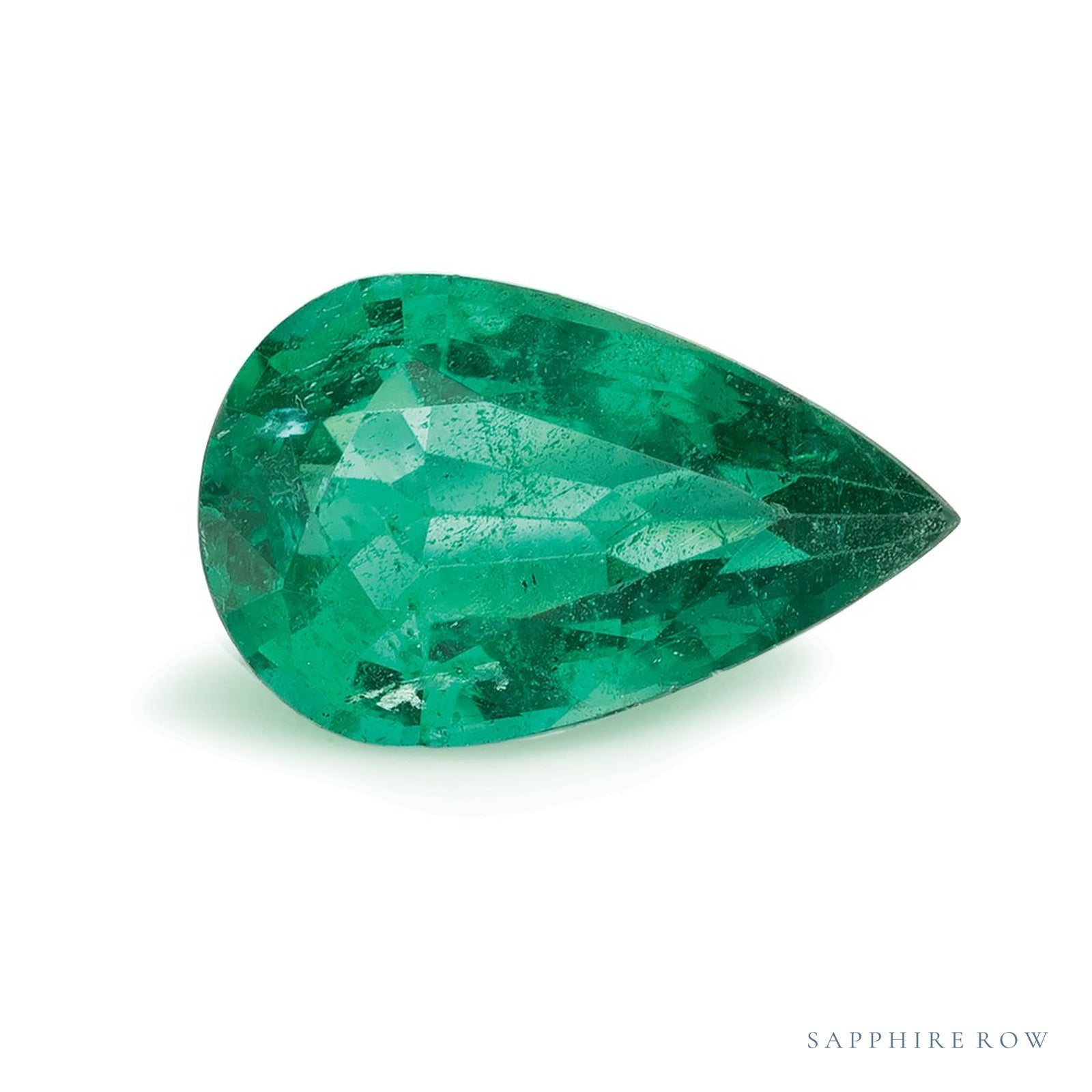 1.51 ct natural green emerald from Zambia, pear cut | Sapphire Row · cut4