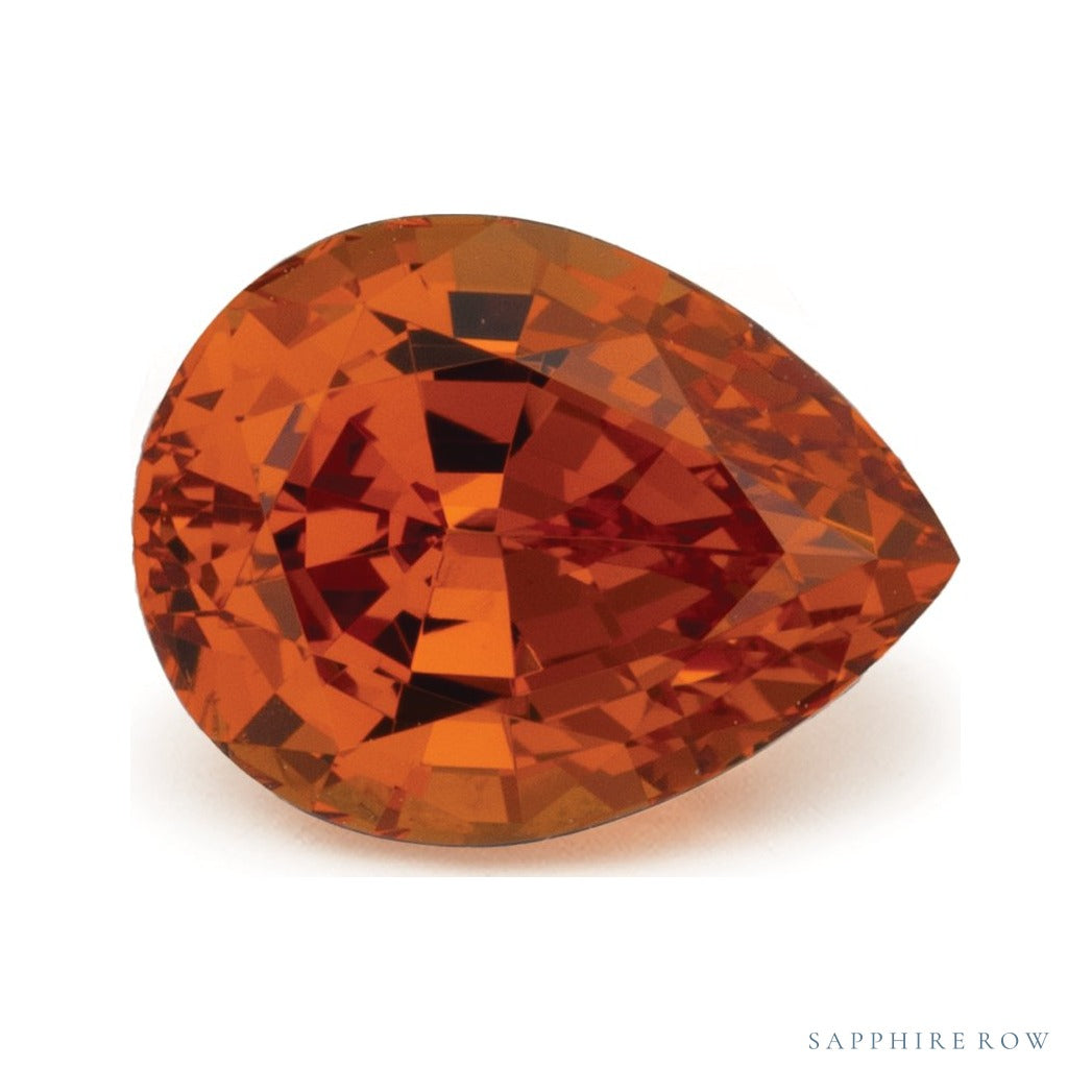 1.49 ct natural orange spessartite garnet from Nigeria, pear cut | Sapphire Row · cut7