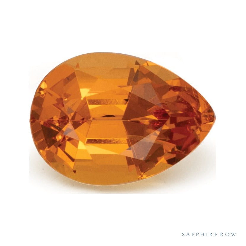 1.46 ct natural orange spessartite garnet from Tanzania, pear cut | Sapphire Row · cut7