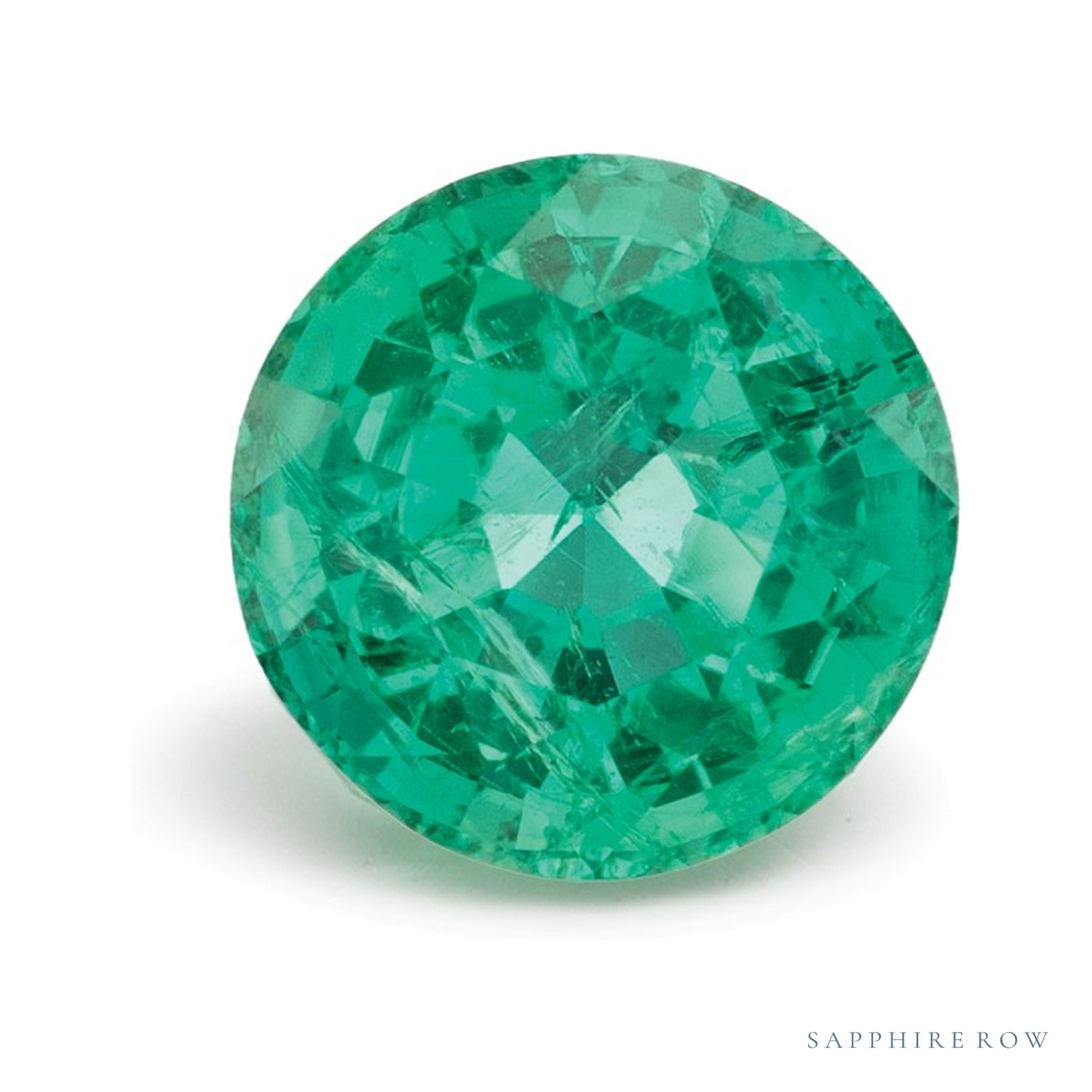 1.43 ct natural green emerald from Zambia, round cut | Sapphire Row · cut4